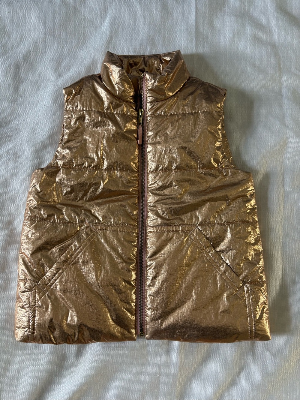 Crewcuts Girls Metallic Bronze Puffer Vest - Kids Jacket size 8 NWOT